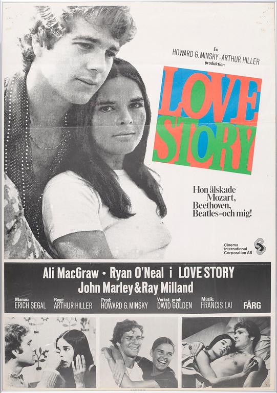 A movie poster for "Love Story", 1970s.