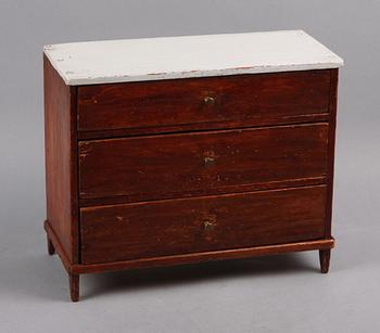 MINIATYRBYRÅ, sengustaviansk typ, 1800-tal.