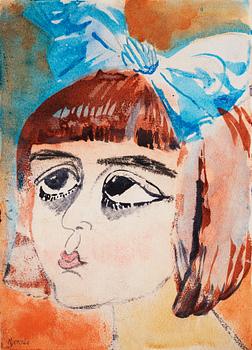 633. Sigrid Hjertén, Girl with blue bow.