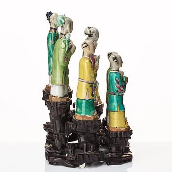 A group of eight immortals on  wooden stand, Qing dynasty, 19th Century.