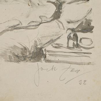 JOHAN HELMER ZACKRISSON, "JACK ZAN", teckningar 5 stycken. Signerade.