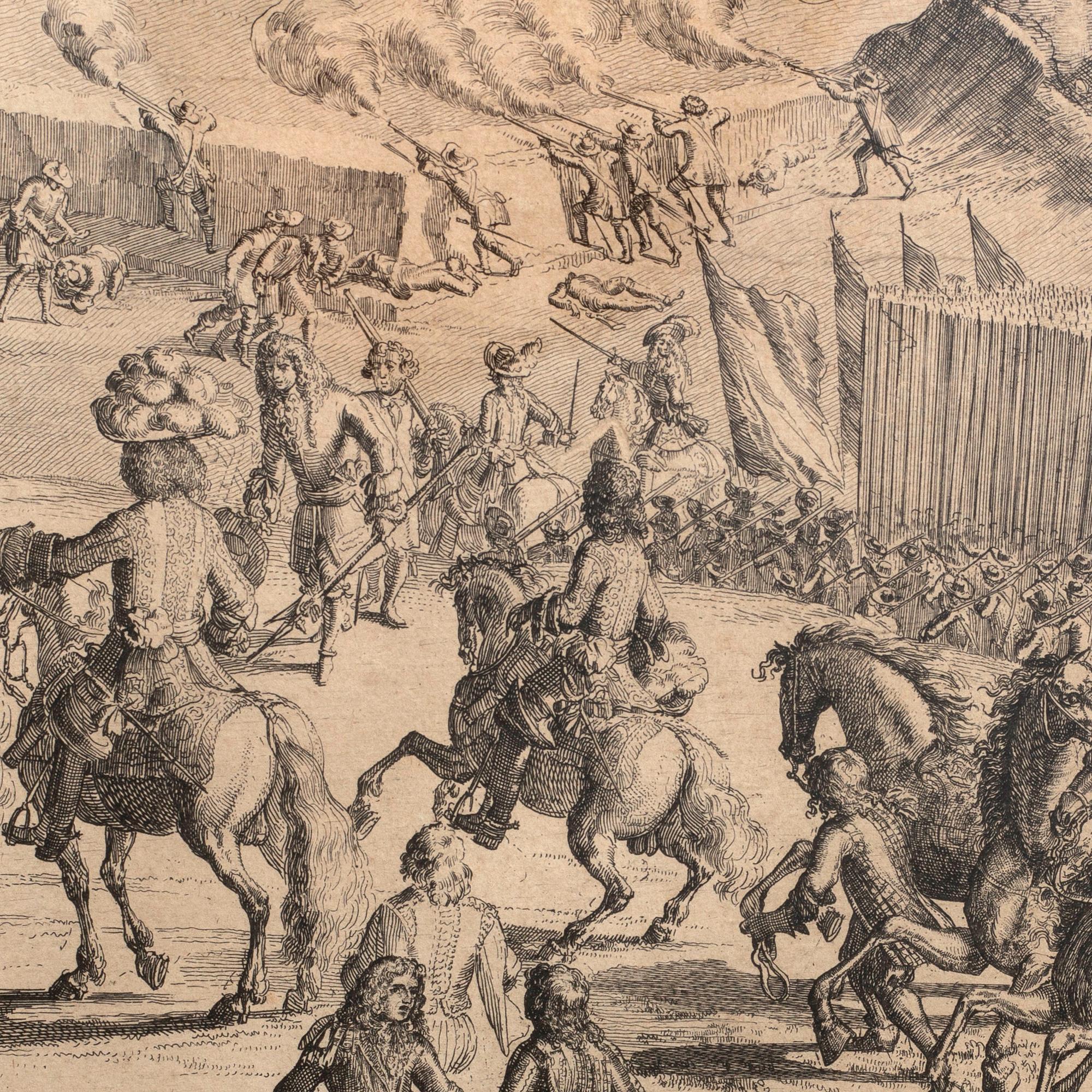 ROMEYN DE HOOGHE, The siege of Helsingborg in june 1676, copper engraving, 17th century latter part.