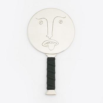 Eric Ericsson, a pewter and leather hand mirror 'Självbild Nr 1', 2012.