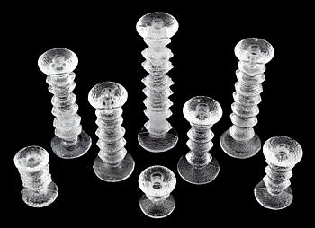 LJUSSTAKAR, 8 st, glas, "Festivo", Timo Sarpaneva, Iittala.