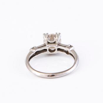 A palladium ring with brilliant and baguette cut diamonds ca. 1.62 ct in total.