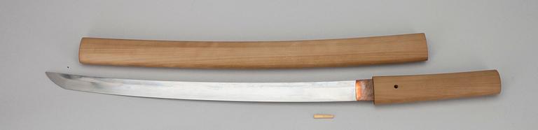 WAKIZASHI, klinga 1600-tal, Edoperioden. Balja och kavel, trä, ev. senare. Japan.