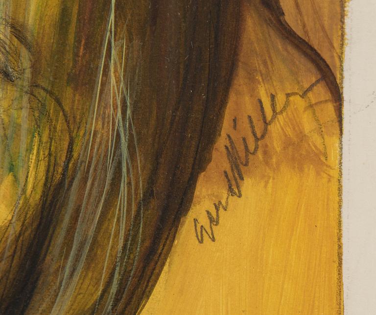 Gerd Miller, gouache, signed.