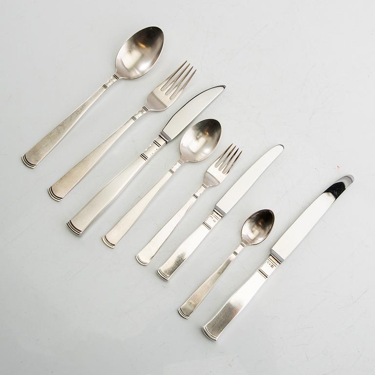 Jacob Ängman, Cutlery approx. 97 dlr "Rosenholm" silver GAB 1990s.