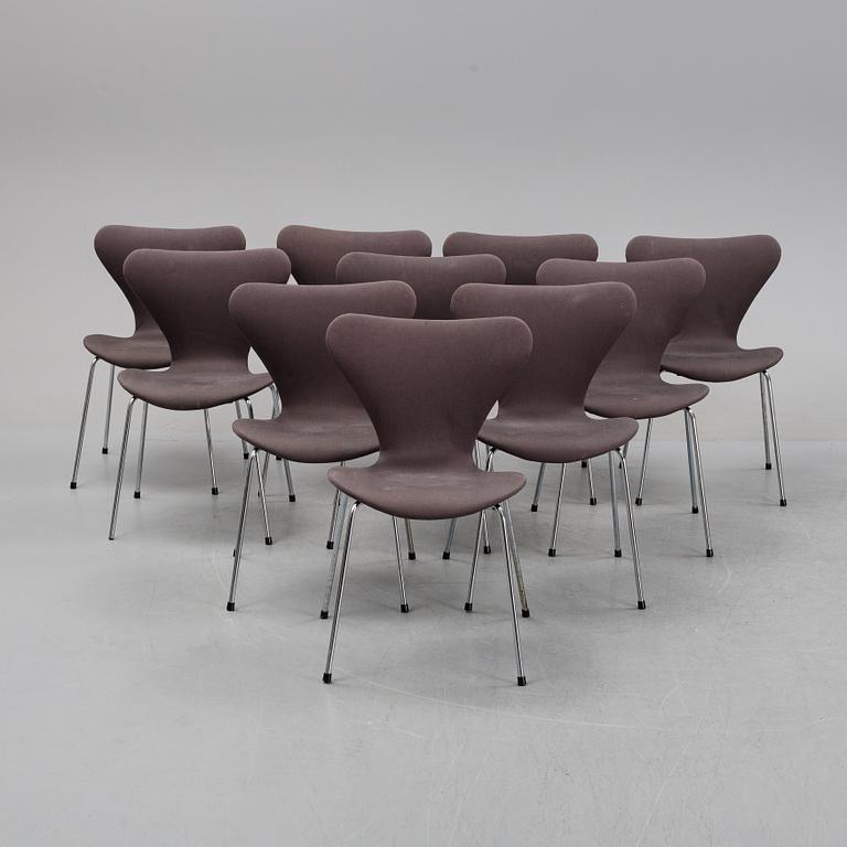 Arne Jacobsen, stolar, 10st, "Sjuan", Fritz Hansen, 1980.