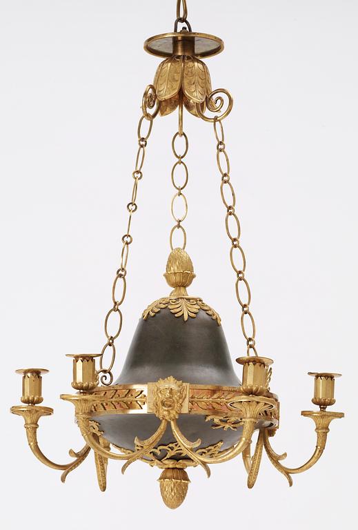 A Swedish Empire 19th century six-light hanging lamp.