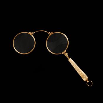 LORGNETTE, 19k guld (765/1000), sent 1800-tal. Totalvikt ca 34 gram.