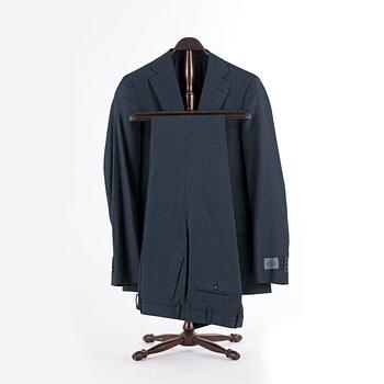 BELVEST, a bluegrey wool suit consisting of jacket and pants. Size 150.