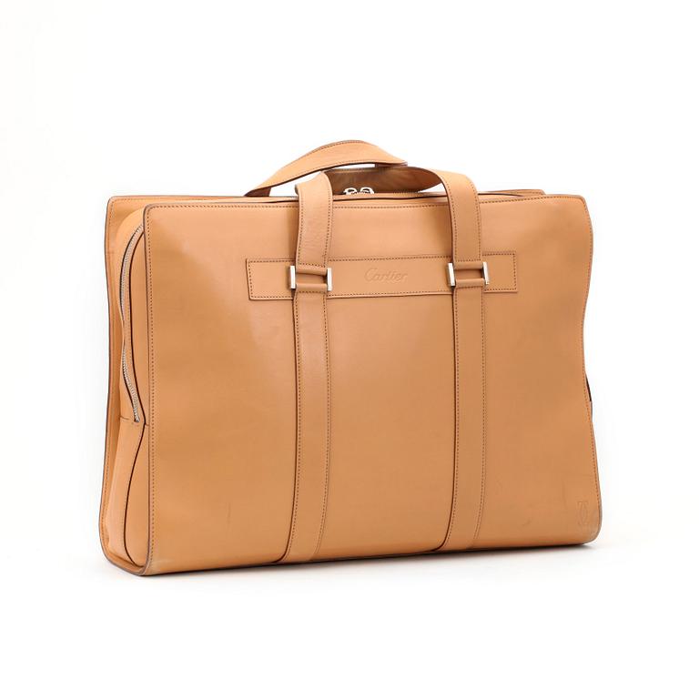 CARTIER, a beige leather briefcase.