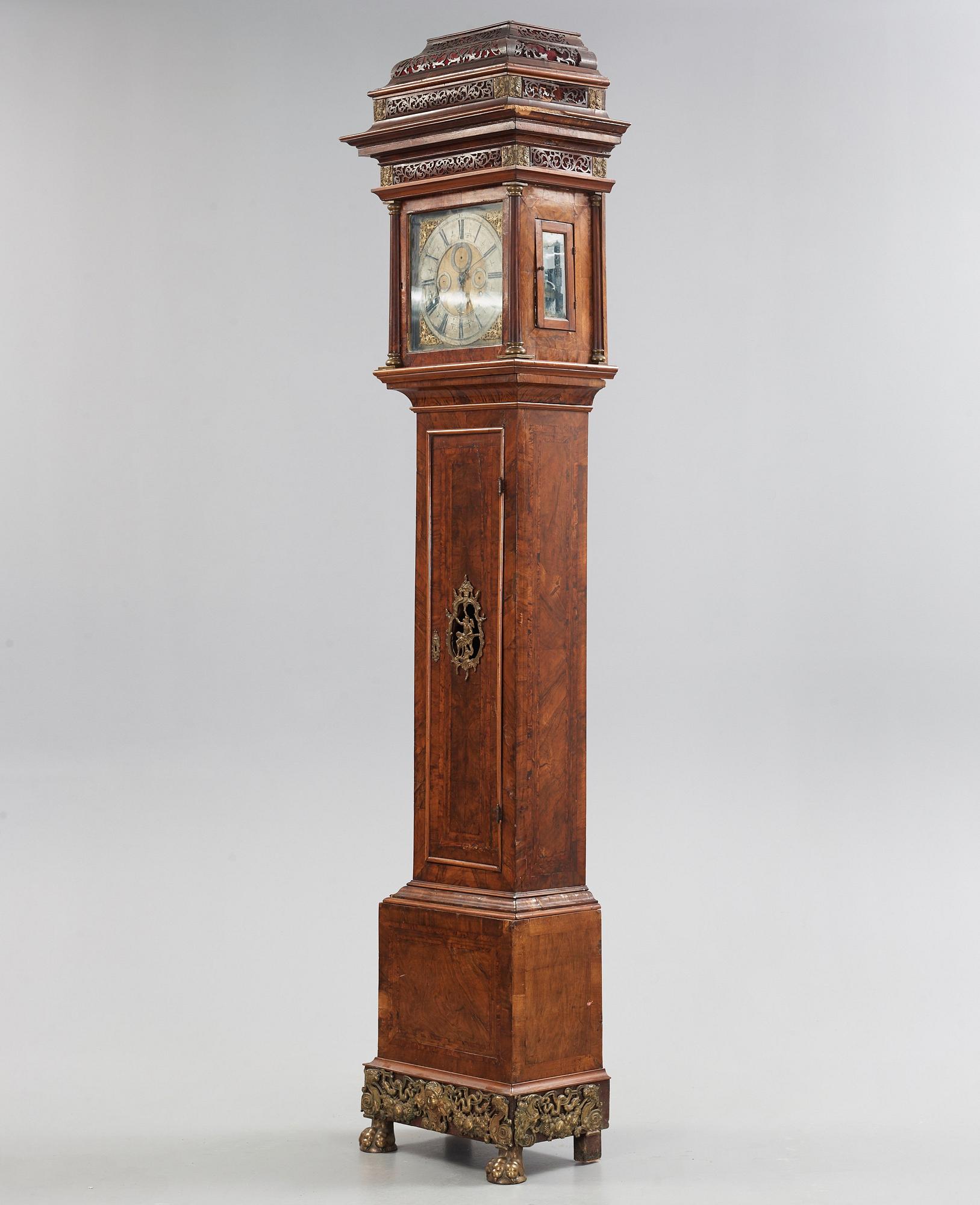 A Baroque late 17th century longcase clock by Johannes Fischer, probably Dutch.