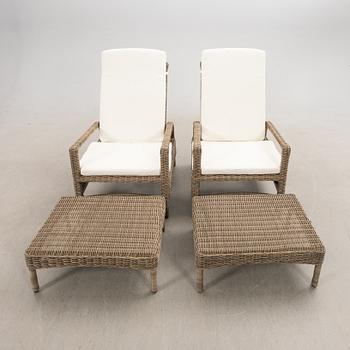 Loungefåtöljer med fotpallar, ett par, Artwood, 2000-tal.