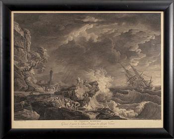 JOSEPH VERNET, KOPPARSTICK, efter, Le Vaisseau submergé. 1769.
