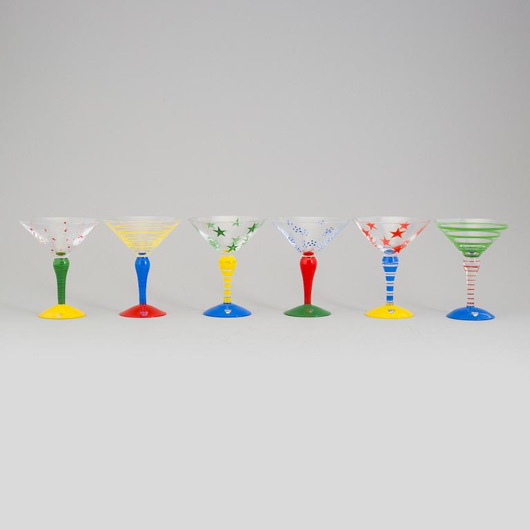 ANNE NILSSON, cocktail/martiniglas, 6 st, "Clown", Orrefors.