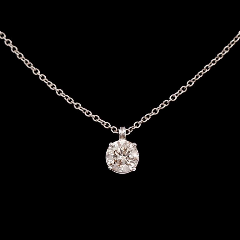 HÄNGE MED KEDJA, 18 k vitguld, briljantslipad diamant 0.85 ct.