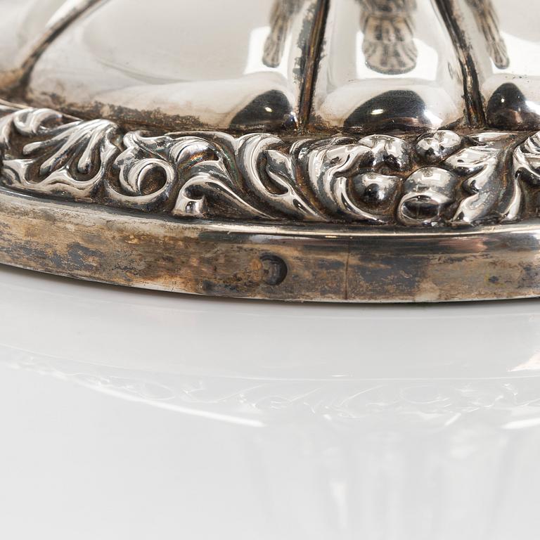 A pair of silver candelabras, a pair, Belgium 1831-1868.