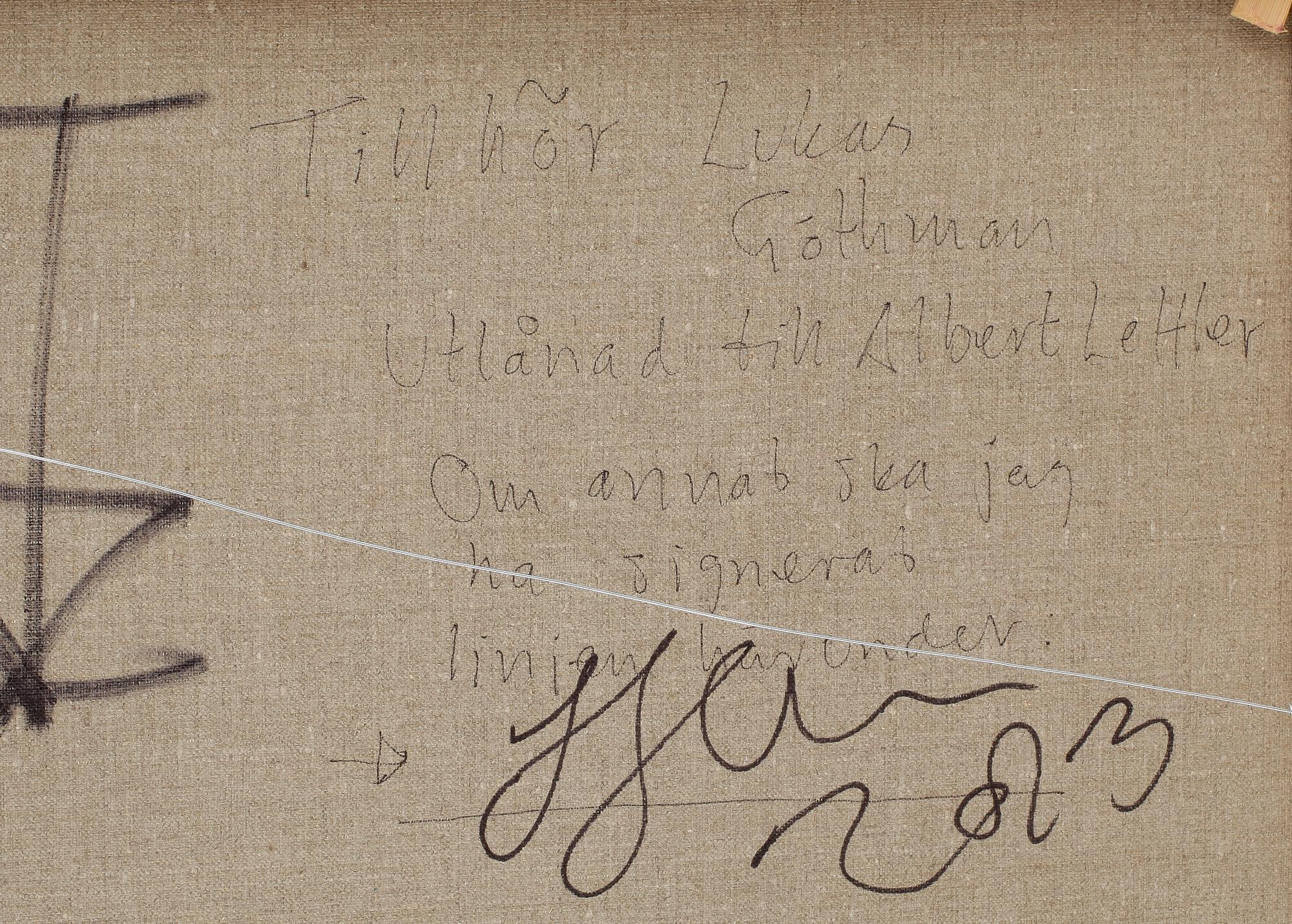 LUKAS GÖTHMAN, Olja på duk. Sign L Göthman o dat 2011 a tergo.