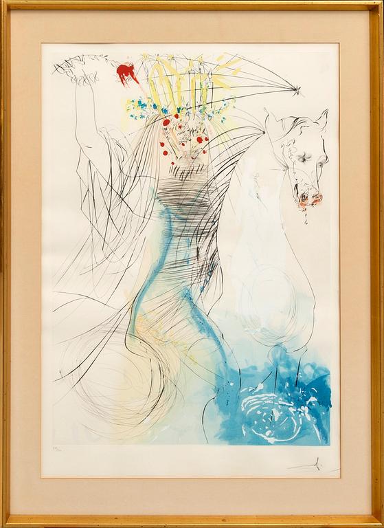 Salvador Dalí, dry needle engraving with hand coloring signed and numbered 277/450.