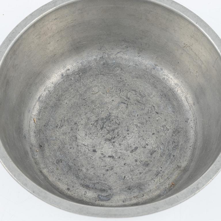 Three Swedish pewter items, 19th Century.