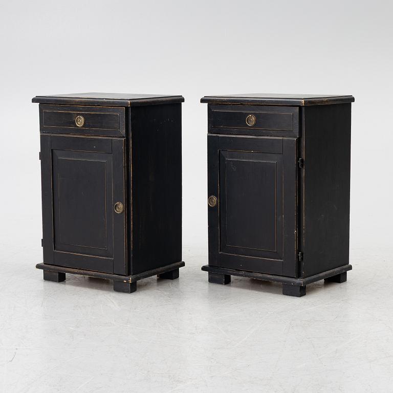 Bed cabinets, a pair, Gustavian style, 20th century.