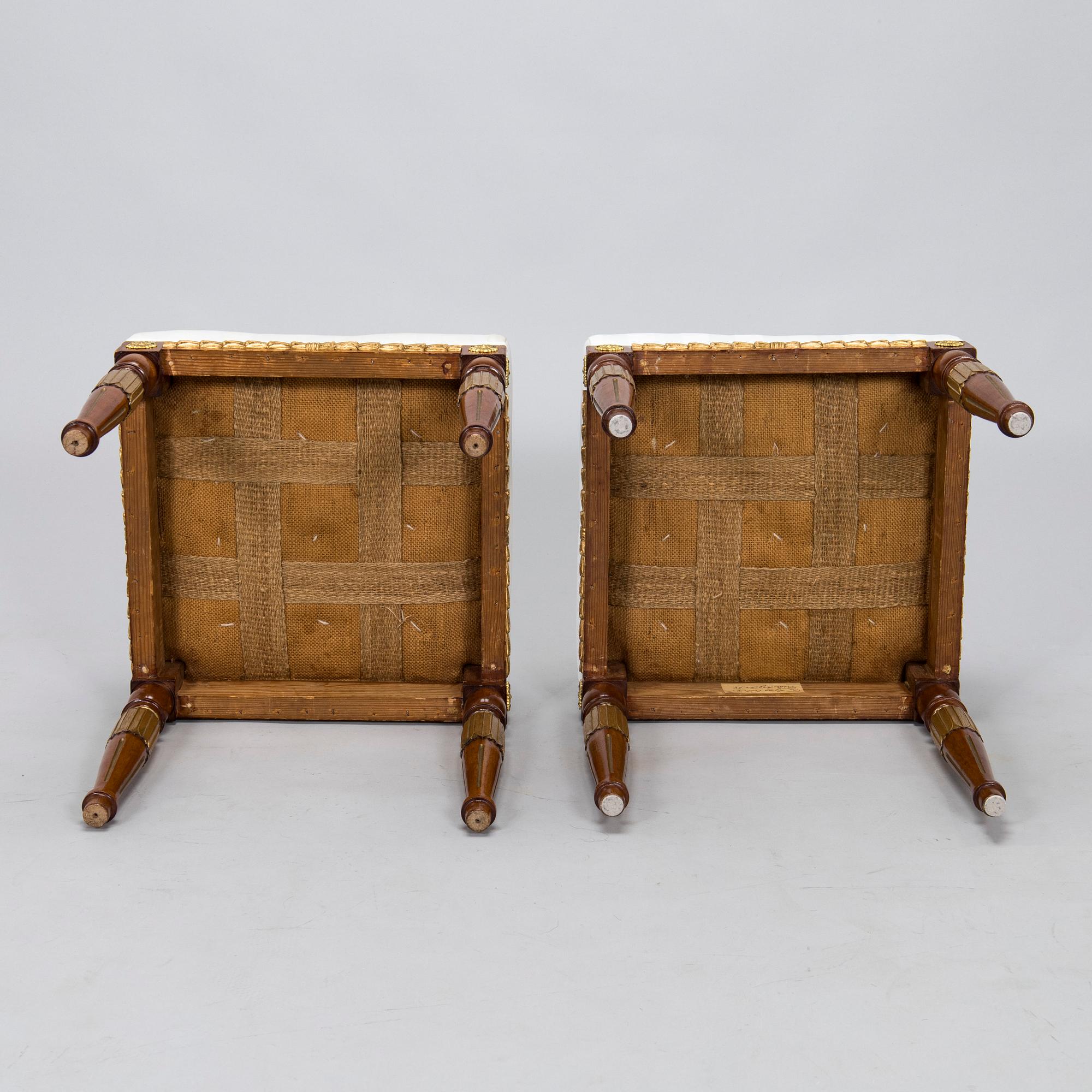A pair of Gustavian style stools, circa 1900. - Bukowskis