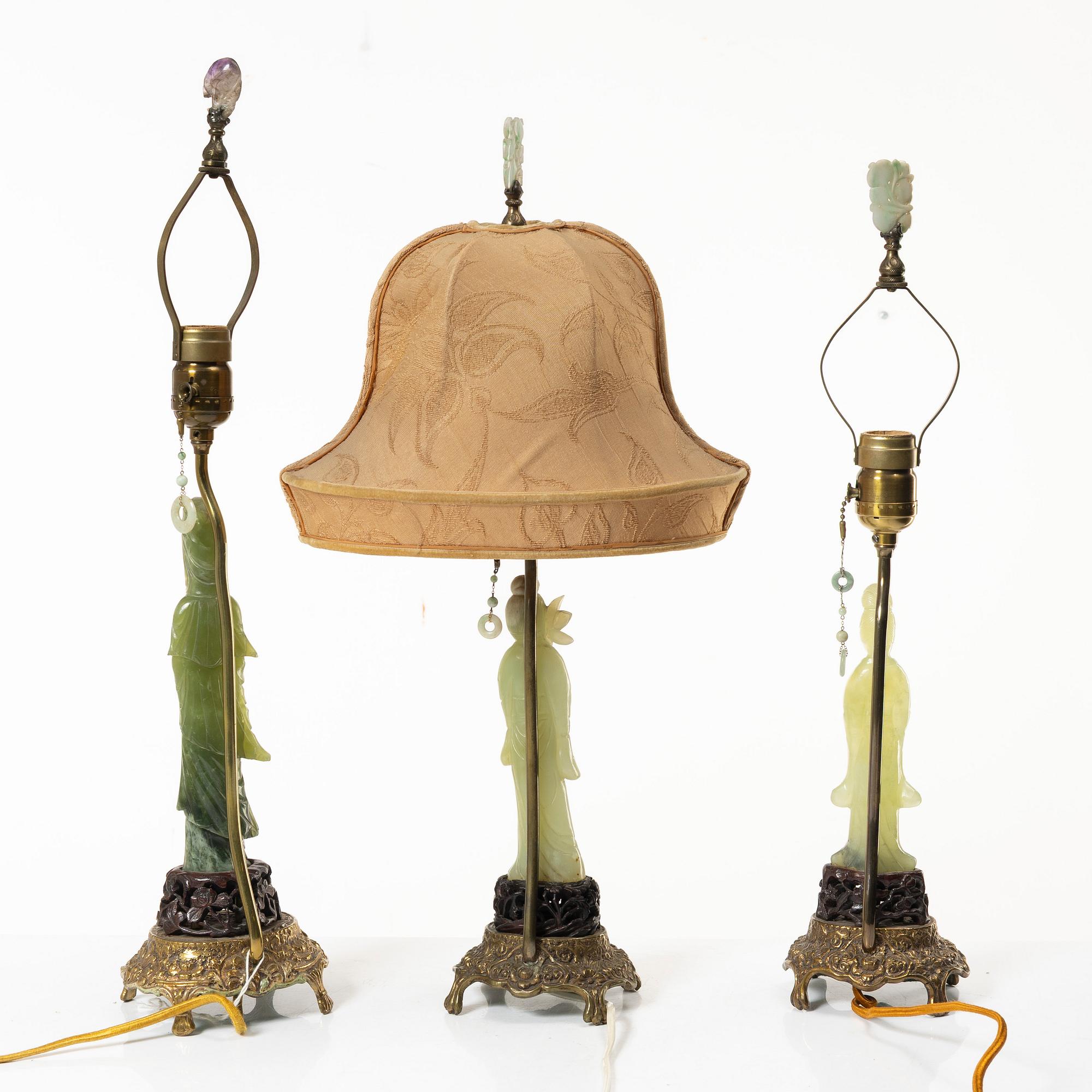 A set of three sculptures/table lamps, China, 20th century.