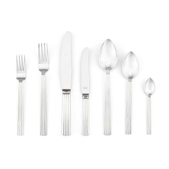 62. Sigvard Bernadotte, a set of 83 pcs of 'Bernadotte' sterling and stainless steel flatware, Georg Jensen & Wendel, Copenhagen 1945-51, -1977.