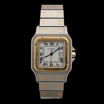ARMBANDSUR, herr, Cartier, Santos, automatisk, stål och guld.