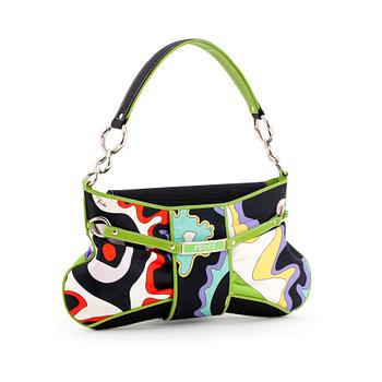 835. EMILIO PUCCI, a printed silk and leather handbag.