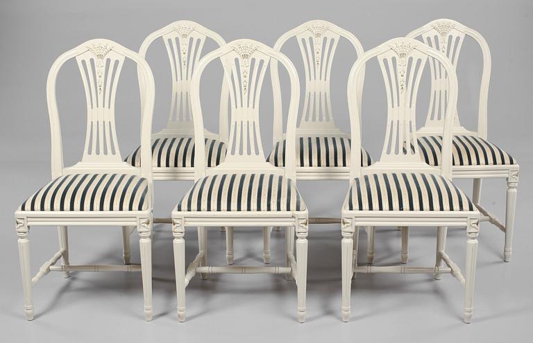 MATSALSMÖBLEMANG, 9 delar, gustaviansk stil, 1900-talets andra hälft.