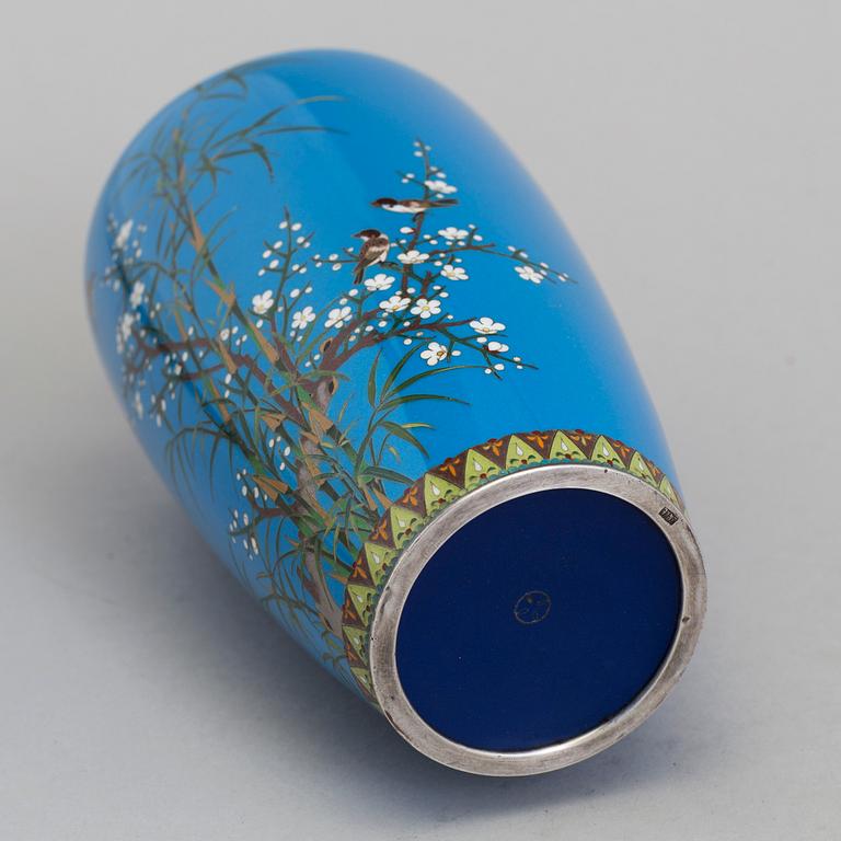 A cloisonne and silver vase, China, 20th century.