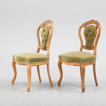 A set of seven late 1800s chairs.