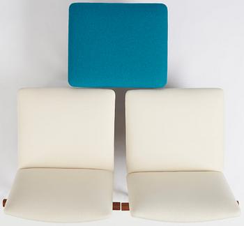 Finn Juhl, a pair of 'Japan' (FD-137) easy chairs and an ottoman, France & Son, Denmark, 1960s.