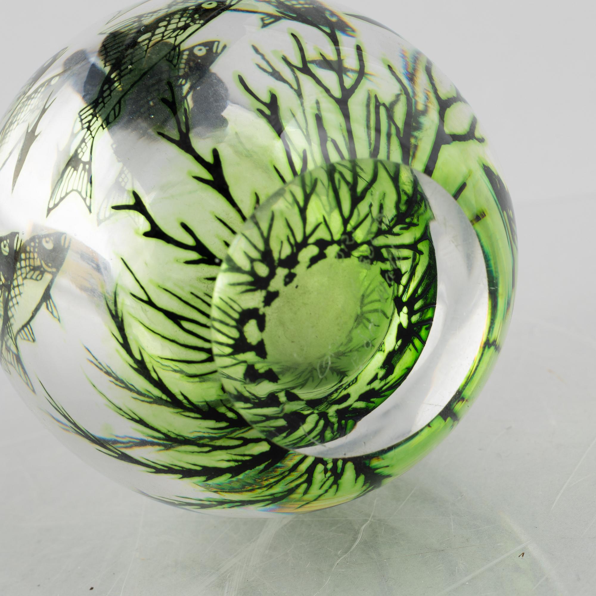 Edward Hald, a graal glass vase, Orrefors, Sweden, signed.