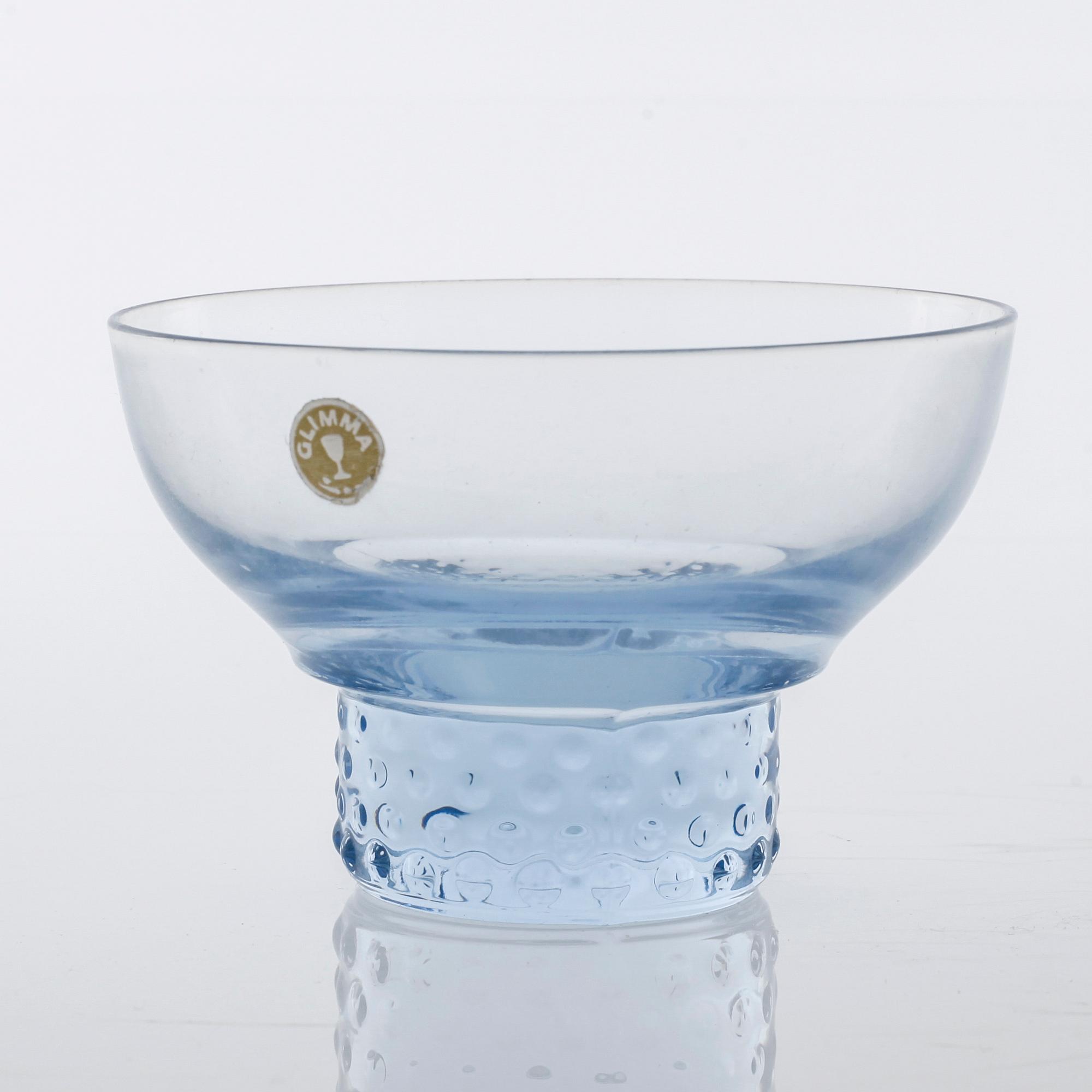 DESSERTSKÅLAR, 16 st, "Tarantella", Glimma Glasbruk, omkring 1900-talets mitt.