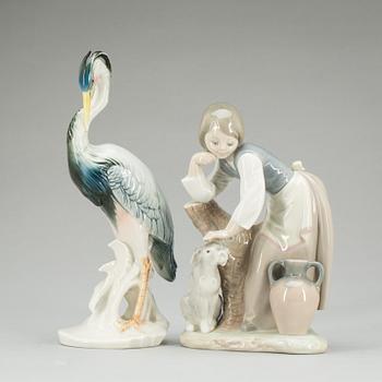 FIGURINER, 2 st, porslin,  ENS, Tyskland samt Lladro, Spanien.