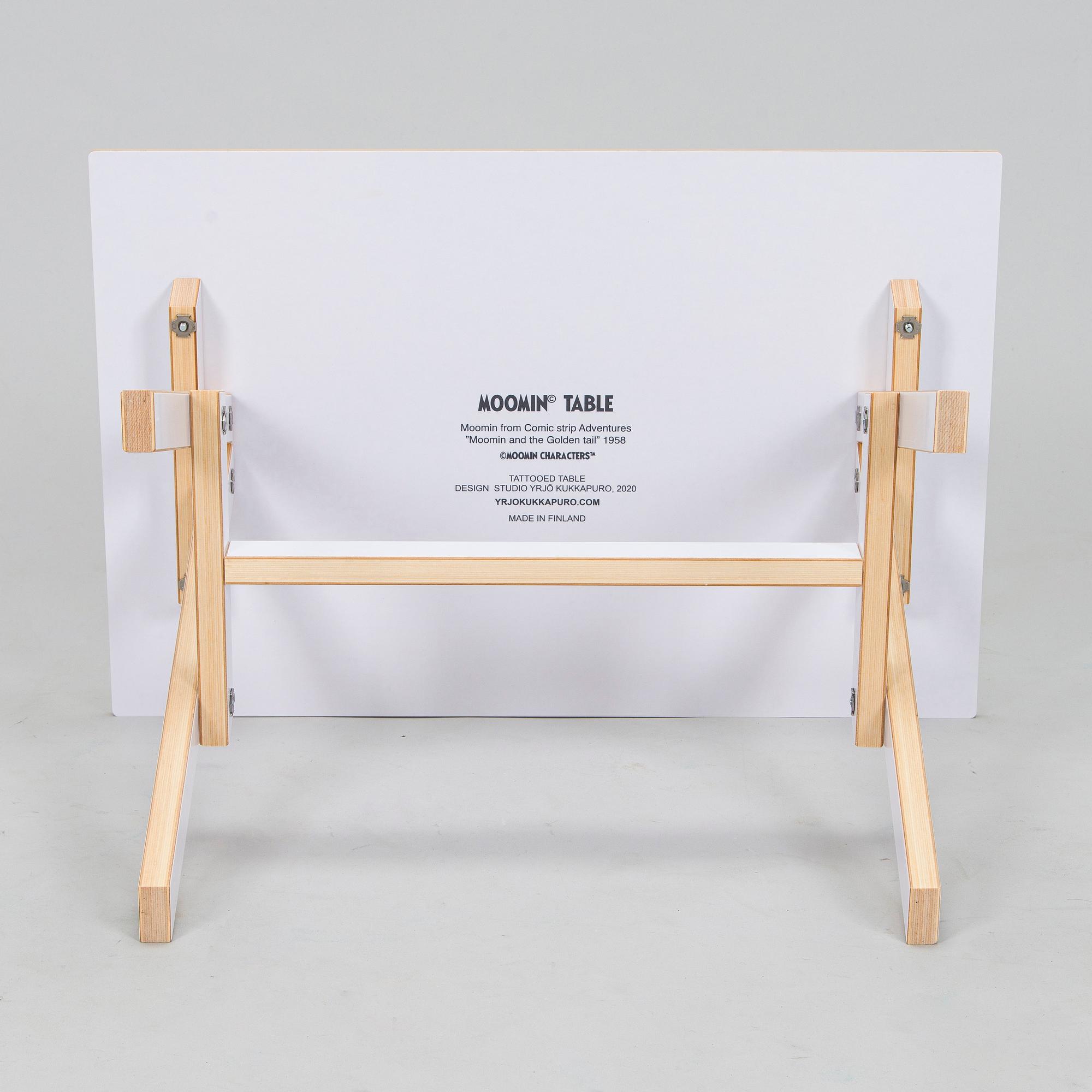 Yrjö Kukkapuro, Children's furniture, two 'Moomin S chairs'  and a table collaboration with Modeo and Moomin Characters.