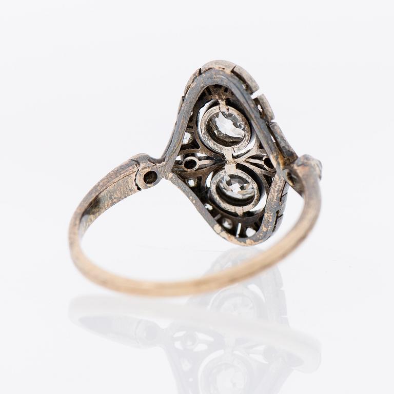 RING, gammal- och rosenslipade diamanter, guld och silver.