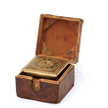 A Baroque 17th century gilt copper table clock.