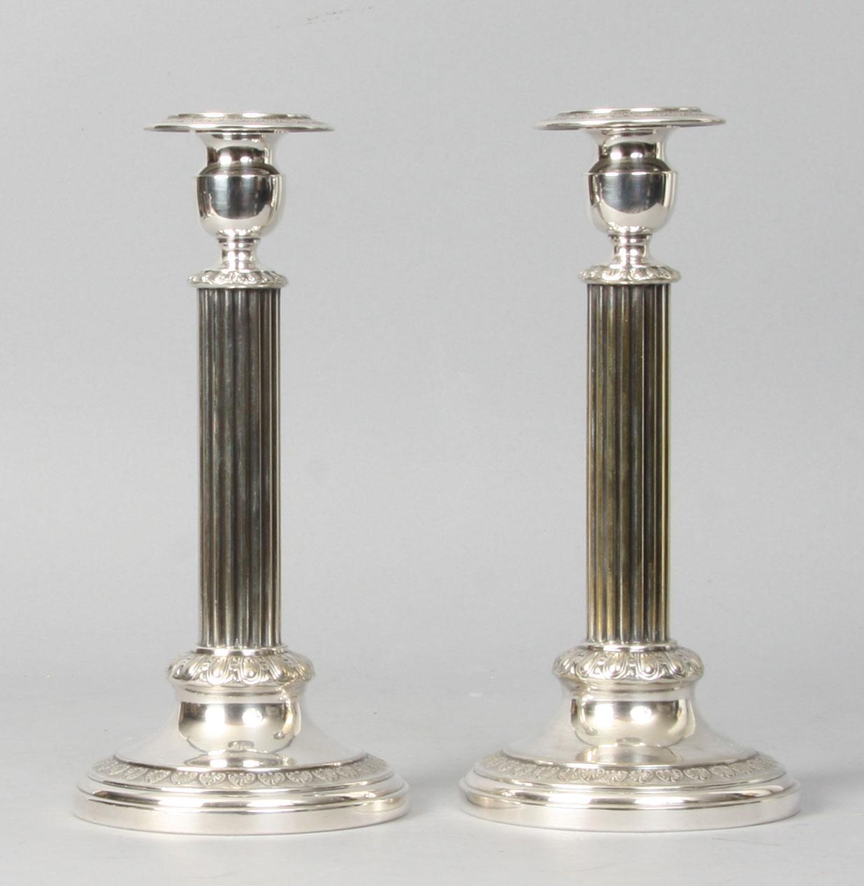 LJUSSTAKAR, ett par, nysilver, CG Hallberg, Stockholm.