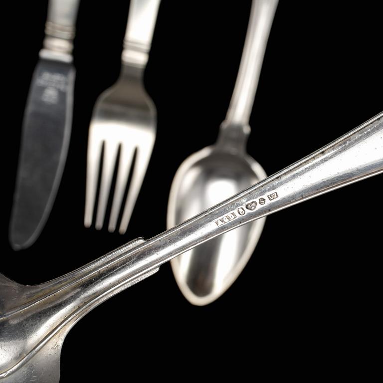 PARTI SILVERBESTICK, 55 st, bland annat GAB, Stockholm, 1970. total vikt ca 1526g.