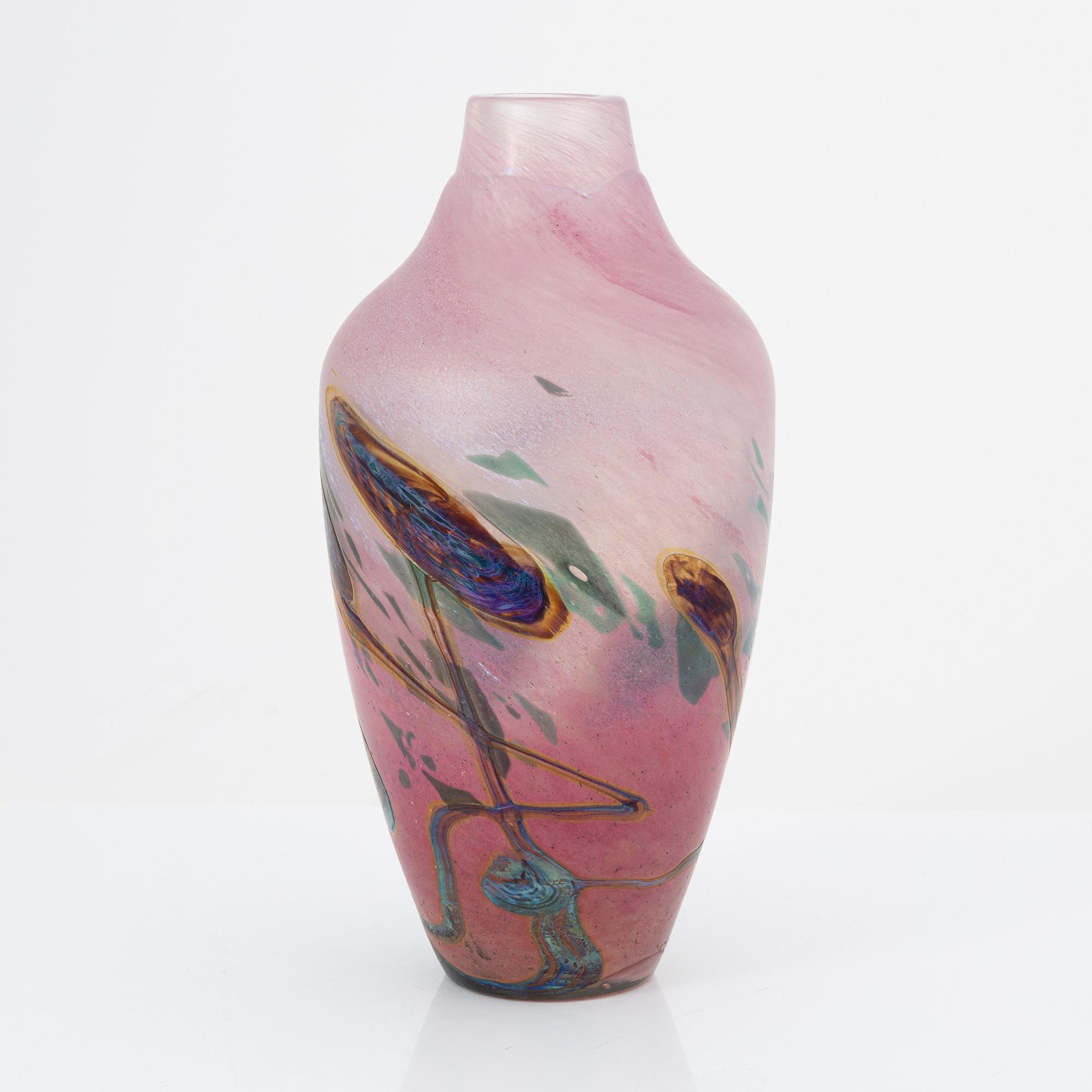 Ada Loumani, a glass vase, signed.
