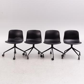 Four swivel office chairs from HAY, Denmark.