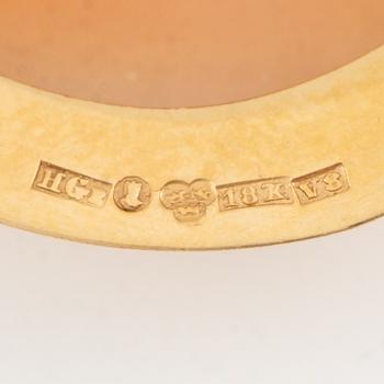 Brosch/hänge, 18K guld med snäckskalscamé.