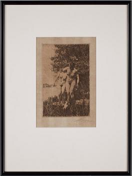 Anders Zorn · ANDERS ZORN, etsning, signerad och otydligt daterad i plåten 1917.
