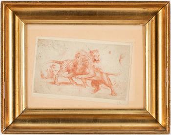 327. Carle van Loo Circle of, Leopard and lion.