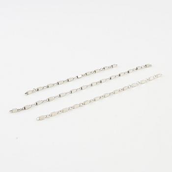 Wiwen Nilsson, 3 sterling silver rod chains, Lund 1945 and 1951.